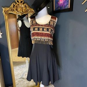 90s Boho beaded 2 panel mini dress